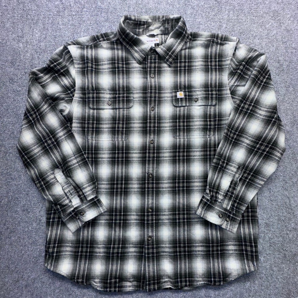 Carhartt Men's Flannel Long‎ Sleeve Button Up Shirt XL Plaid Work Casual